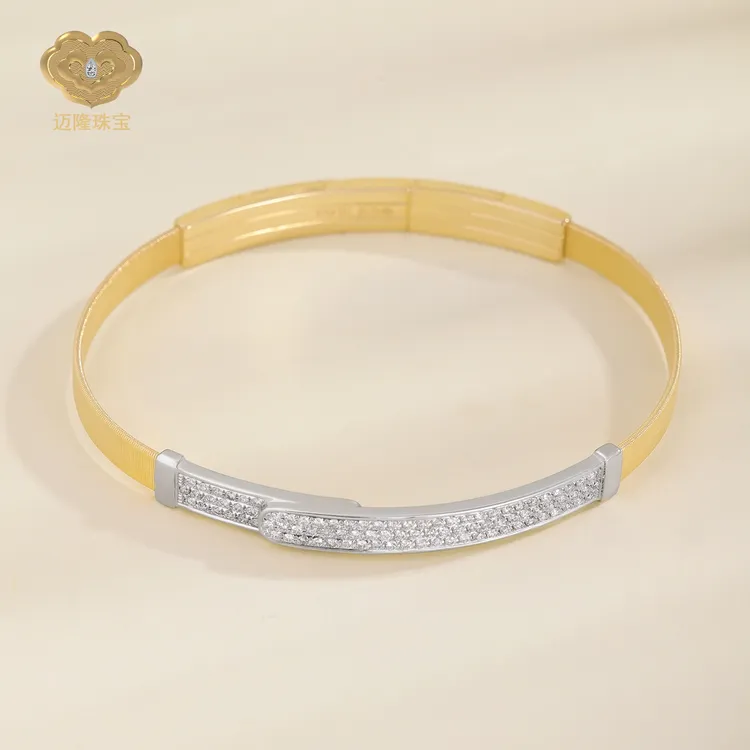 迈隆珠宝灵适系列FlexiFit 金扣光织⼿镯意大利设计款纯手工百搭