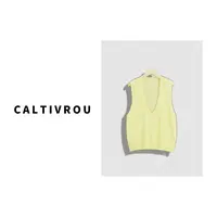 Caltivrou深V领老钱叠穿气质针织马甲-Y18819