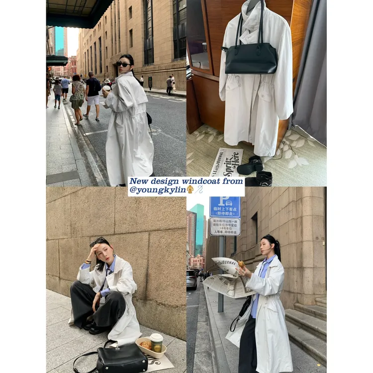 70不是七十【柏林都市】初秋韩版气质大廓形女抽绳长风衣