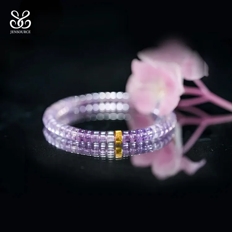 晶生源天然巴西紫水晶手串 高品级冰透药片手链 上岸学业风毕业级