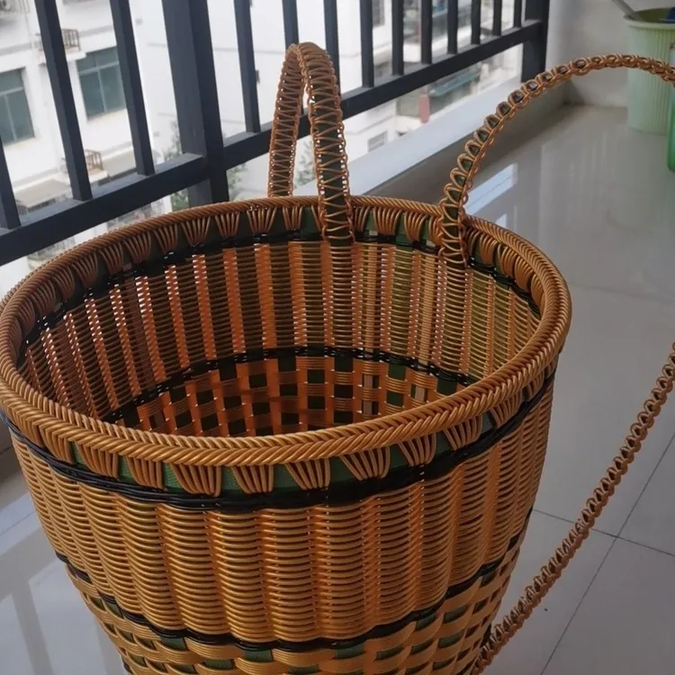 家用大号仿竹编背篓纯手工藤条编织成人背篓买菜农用实用背筐背兜