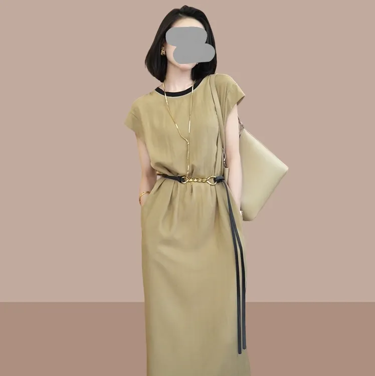 法式气质连衣裙2025新款夏季复古洋气轻奢高级感宽松显瘦子长裙子