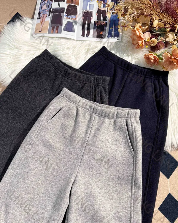 紫芸专属【澳毛裤】高级质感!拉绒工艺 羊毛窄版直筒弯刀裤显瘦秋冬弹力