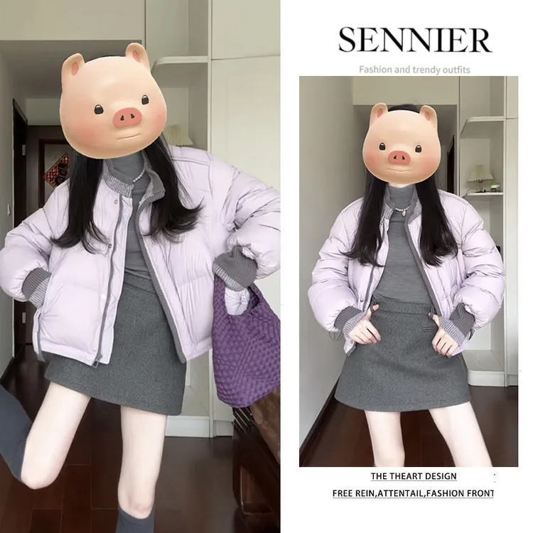 秋冬穿搭女2026新款洋气减龄保暖棉服外套修身内搭显瘦短裙三件套
