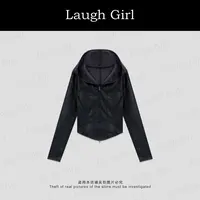 楚楚君 Laugh girl【小腰精】连帽修身显瘦双拉链皮衣外套WL531072J