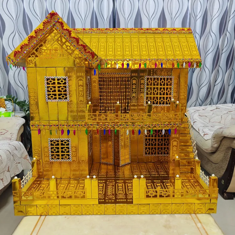 二层别墅手工折纸材料包民俗非遗精品附详细教程送胶枪胶棒