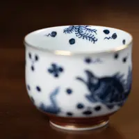 【YR】祭红描金 （鱼藻纹）  佛度杯 100cc