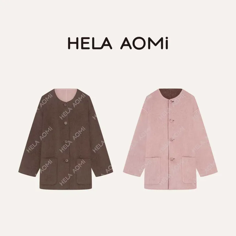 HELA AOMI “绵羊毛100% 莓莓热巧”蓬松柔软双面穿大衣CY5DH08901