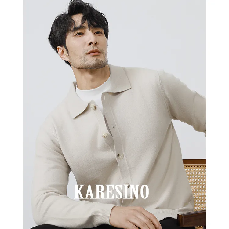 KARESINO秋冬季男士商务线衣男休闲百搭针织毛衣男羊毛开衫外套