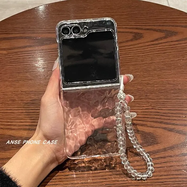 适用三星zflip7手机壳zflip6折叠屏ins简约波浪纹透明防摔保护套