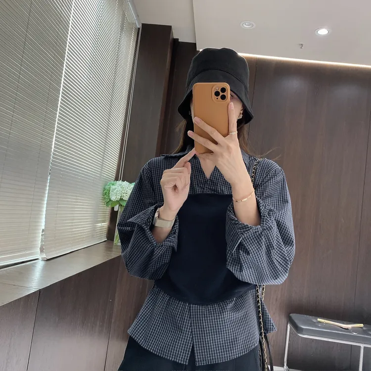 IMFLY金小金自制女装 衬衫DYW9758早秋轻职风假两件拼接绑带衬衫