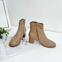 A239-7  新款秋冬时尚粗跟方头气质短靴加绒
