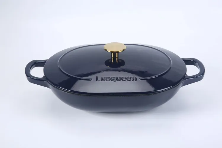 Luxqueen美味女王黑底釉31cm跑道鱼锅内缎黑釉面