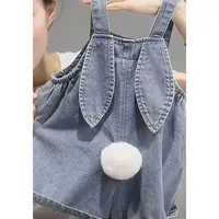 【牛仔蓝兔耳朵背带短裤  】婴儿童衣服牛仔服男宝宝秋季