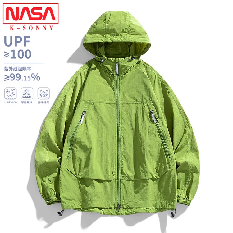 NASA夏季UP100+防晒衣男女冰丝凉感透气防晒服青少年连帽防晒外套