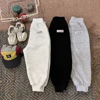 43039【后口袋爱心牌牌】春季新款儿童休闲螺纹束脚裤男女童长裤