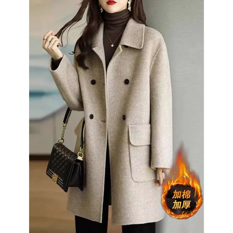 加厚呢子毛呢外套女大码高级感2025年新款冬季胖韩系中长款大衣
