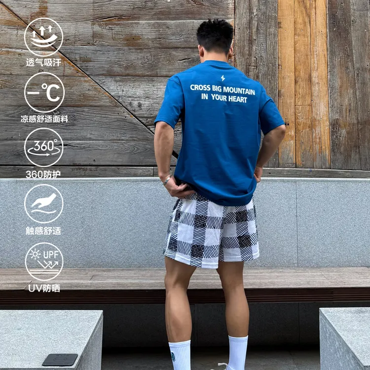 SATJDM国潮夏季凉感索罗娜抗菌速干小领口T恤美式高街短袖重磅