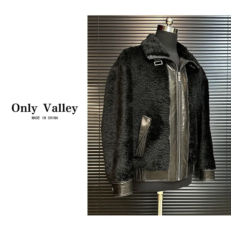 【白】Only Valley轻奢原生态西班牙进口拉贡皮毛一体保暖短款外套