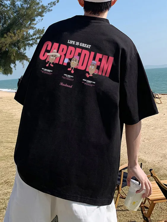 潮流纯棉美式短袖男t恤男生衣服高级感夏季2025新款宽松半袖上衣