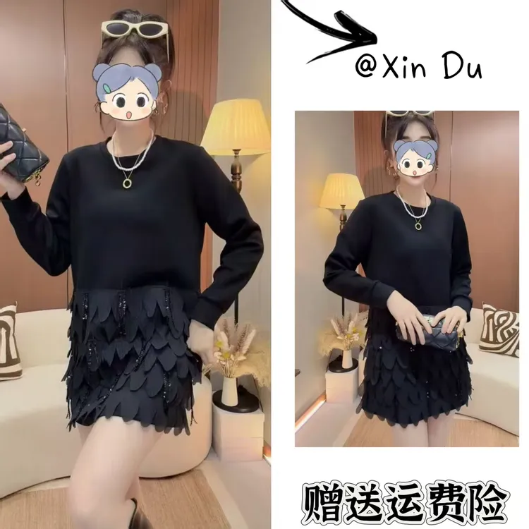 2025秋冬季新款时尚显瘦气质女士网红洋气连衣裙百搭款D25272