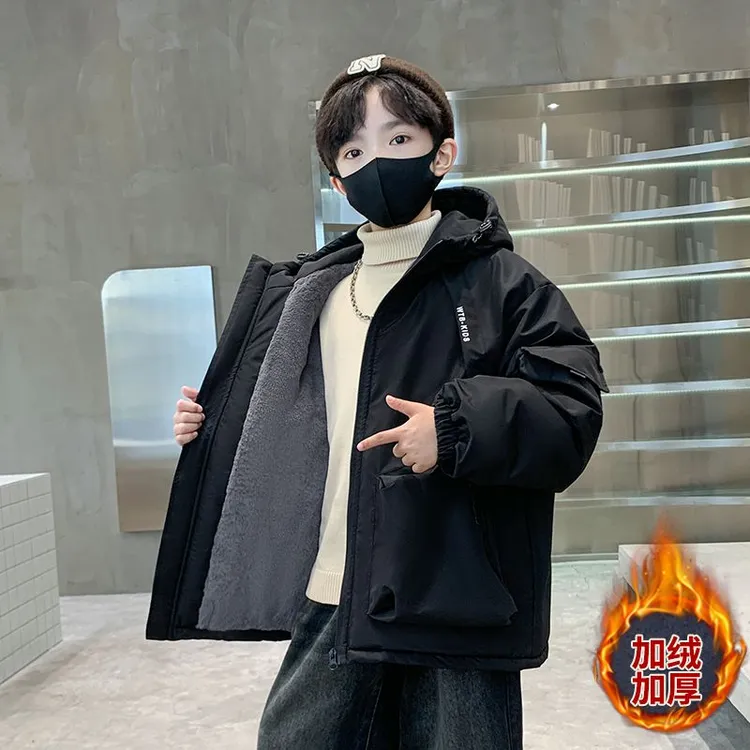 辰辰妈【断码】男童加绒外套2025新款中大童保暖男孩派克服帅气儿