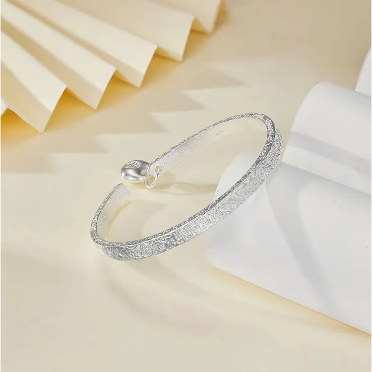 四方吉言开口手镯小胖福新中式时尚纳福开运锤纹镯百搭轻奢