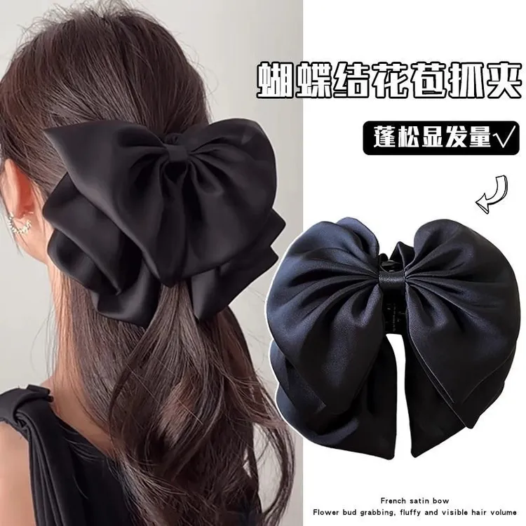 花苞蝴蝶结抓夹蓬松显发量大号高级感发夹后脑勺盘发鲨鱼夹子发抓