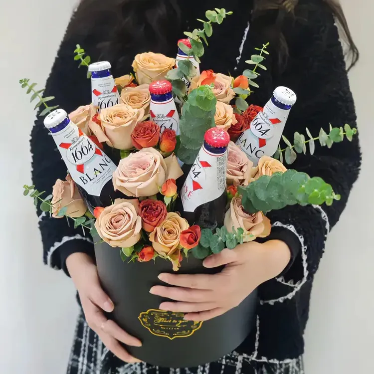 鲜花速递卡布奇诺玫瑰混搭啤酒花束送男友老公爸爸全国同城配送