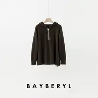 BAYBERYL老贝可可*牦牛半拉链拼色连帽百搭针织衫ZZS5H2804-9/28