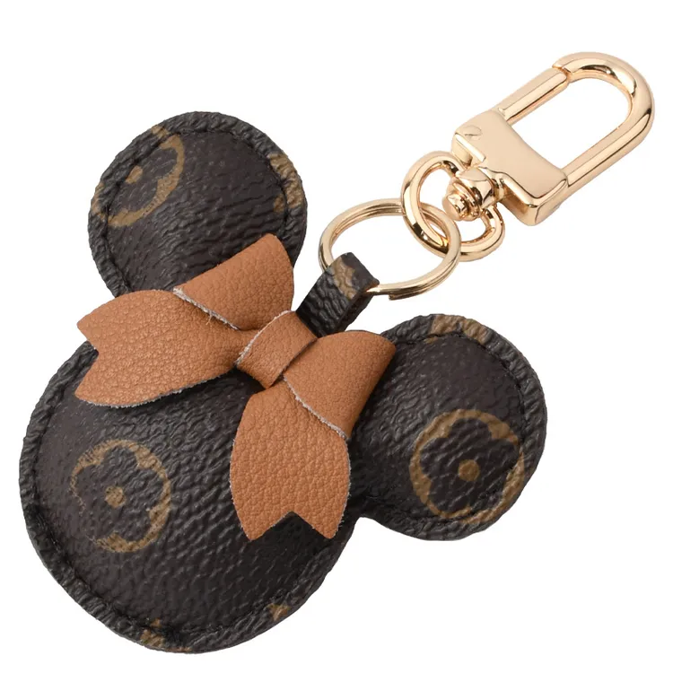 真皮老花米奇米妮钥匙扣网红个性男钥匙链创意女包汽车挂件礼品