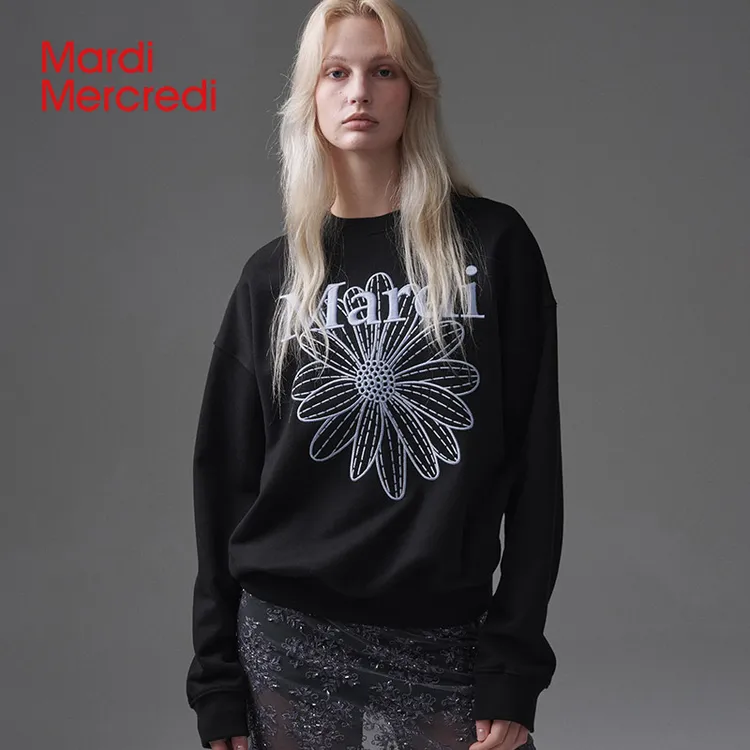 Mardi Mercredi【商场同款】小雏菊刺绣圆领卫衣mardi卫衣洋气