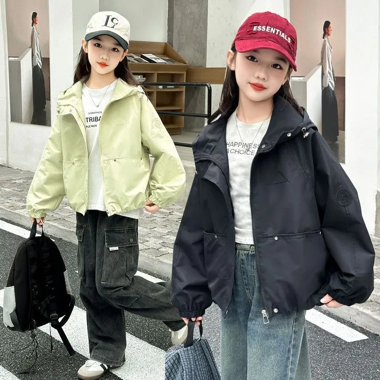 女童冲锋衣春秋款新款洋气童装女孩外套防风户外儿童秋装衣服