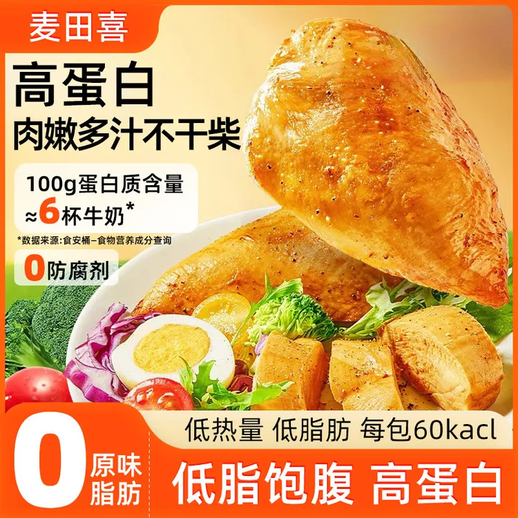 【低脂高蛋白轻食代餐】鸡胸肉12包原味黑椒奥尔良味开袋即食