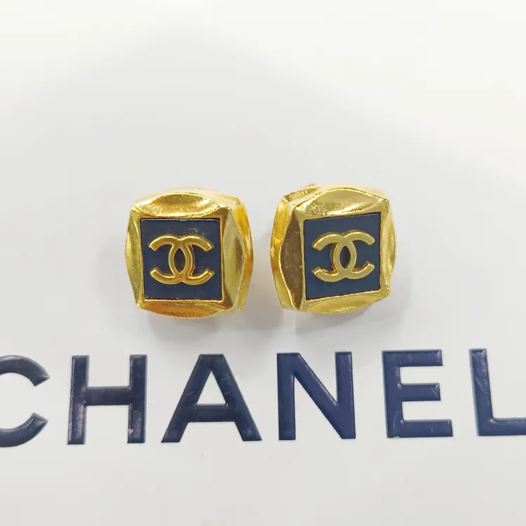 95新 Chanel/香奈儿 Chanel vintage香奈儿中古黑金耳夹