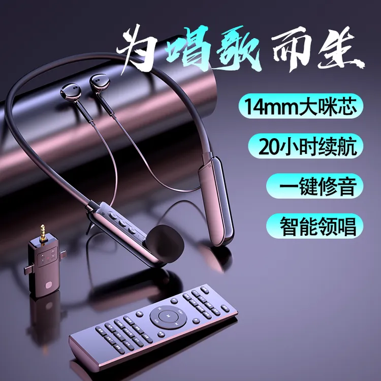 2025新款领唱无线直播耳机声卡一体机大话筒软管自由固定混音器