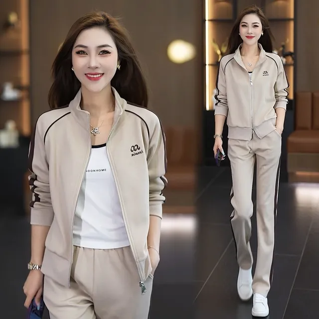 妈妈休闲运动服套装女2025春季新款外套洋气宽松显瘦中老年两件套