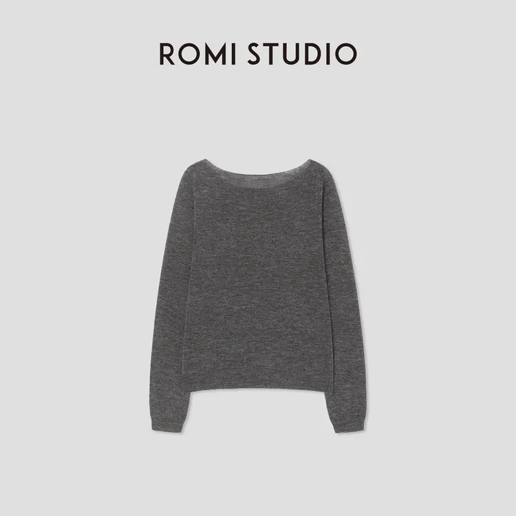 ROMI STUDIO“温柔已至”绵羊毛星云纱一字领软糯毛衫 RWCSST1467