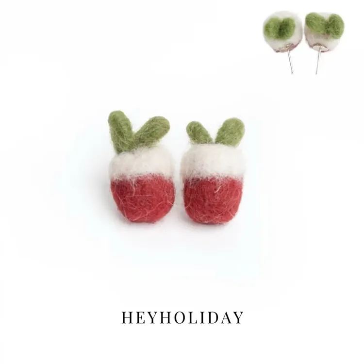 非金属布艺耳饰 羊毛毡耳钉百搭可爱少女耳饰简约甜美耳钉清新