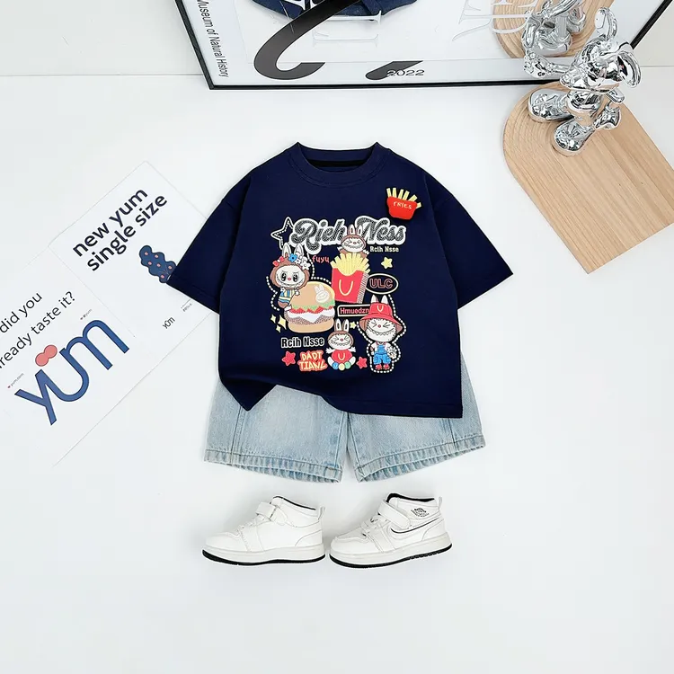 儿童短袖T恤夏季男童上衣2025新款宽松宝宝潮HZ25458悠悠童话童装