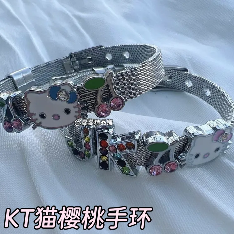 KT猫樱桃手环卡通情侣手镯可爱少女心礼物送闺蜜女友手链
