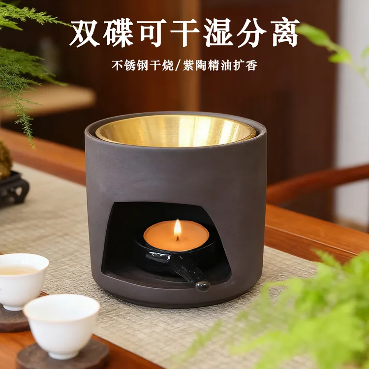 陶瓷香薰炉室内蜡烛香薰灯复古家用香熏炉卧室防干烧烟花精油灯