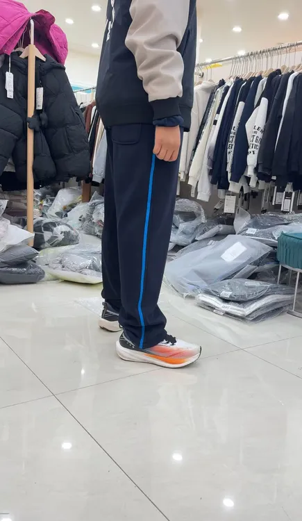 定州实验初中男女款秋冬款加绒校服裤子单蓝条