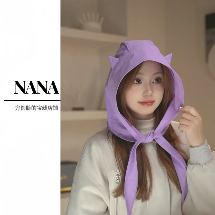 升级版 小恶魔系带防晒帽头巾帽女士新款遮阳户外百搭夏季