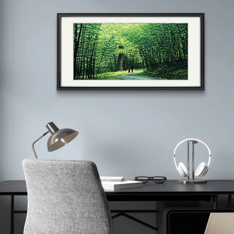 ZP手工非遗苏绣宝应乱针绣竹报平安可挂客厅书房玄关办公室送画框