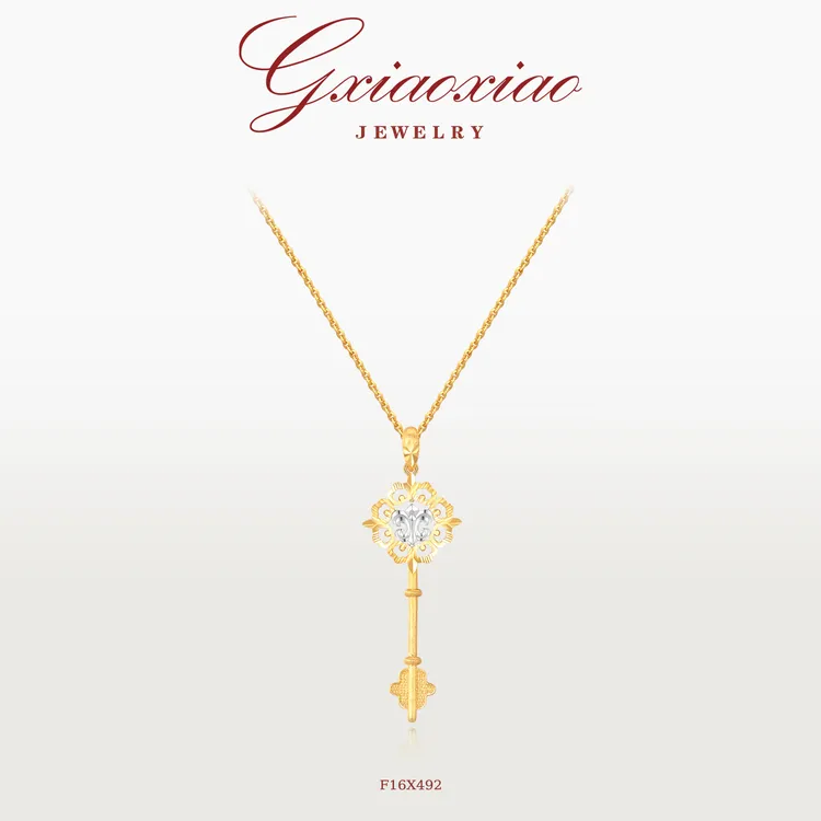 G XIAOXIAO 镀K金【鸢尾星钥】气质时尚高级鸢尾花钥匙项链 F16X492