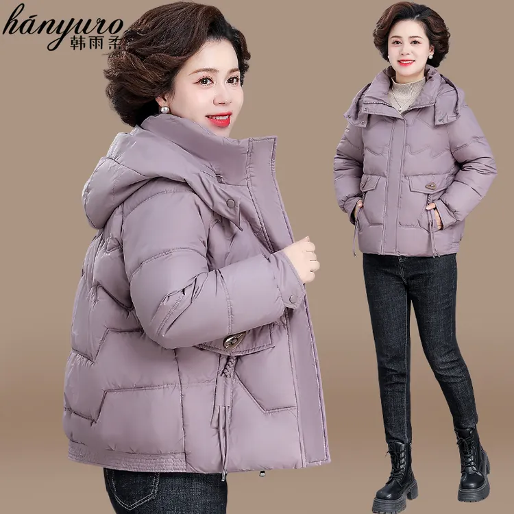 小个子妈妈冬装羽绒棉服2025新款中老年冬季棉衣外套短款小棉袄女