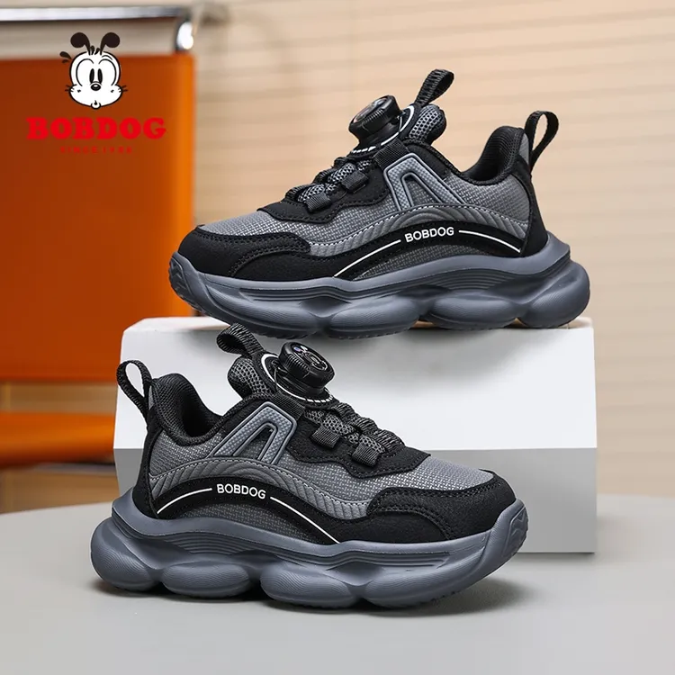 巴布豆童鞋男童运动鞋2025春秋季新款防水皮面儿童小学生男孩