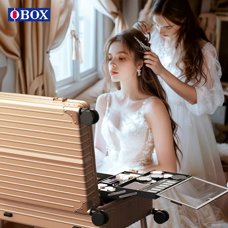 OBOX铝镁合金化妆箱 跟妆师专用专业带灯化妆师高档高颜值跟妆箱