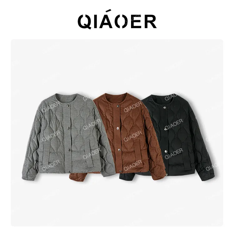 乔儿定制【质感暖炉】羊毛混纺90白鸭绒休闲简约羽绒服女轻薄外套潮